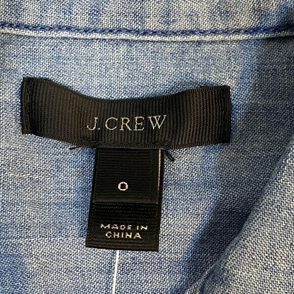 J Crew Button Up Shirt sz 0 Blue Denim Chambray - Picture 9 of 11